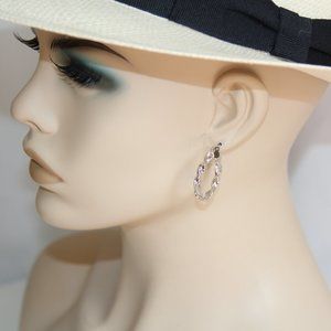 New With Tags Sterling Silver Twist Hoop Earrings. Fabulous Super Shiney